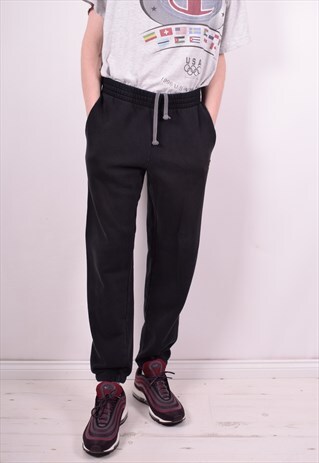 NIKE MENS VINTAGE TRACKSUIT TROUSERS W32 31 BLACK 90'S