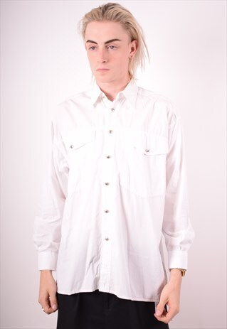 VERSACE MENS VINTAGE SHIRT MEDIUM WHITE 90S