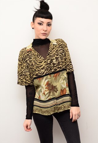 VINTAGE 90'S ANIMAL FLORAL PATTERNED OVERSIZED SHIRT