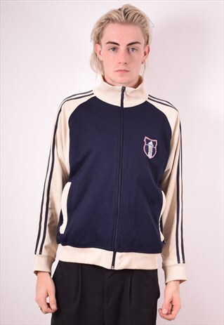 ADIDAS MENS VINTAGE TRACKSUIT TOP JACKET MEDIUM BLUE 90S