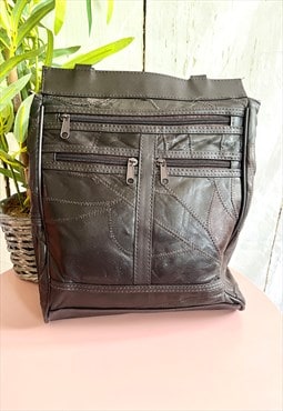 Vintage Black & Brown Patchwork Leather 90's Handbag
