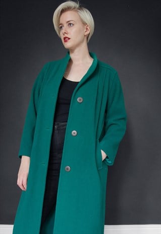 VINTAGE GREEN LONG WOOL COAT