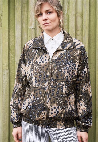 90'S VINTAGE TRACK JACKET ANIMAL PRINT PATTERN M