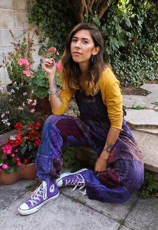 FAIRTRADE PATCHWORK HIPPIE DUNGAREES