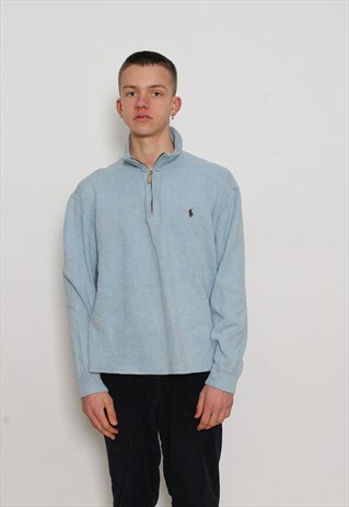 VINTAGE POLO RALPH LAUREN 1/4 ZIP KNITTED JUMPER