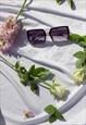 WHITE FRONT LENS CHUNKY SQUARE ANGLED SUNGLASSES
