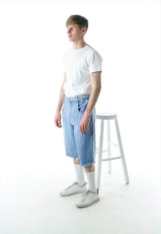 JEANS SHORTS / PALE BLUE DENIM CAPRI