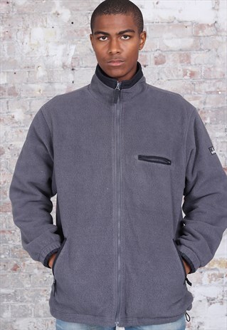 VINTAGE CHAMPION FULL ZIP LOGO FLEECE GREY BLACK
