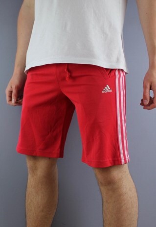VINTAGE ADIDAS SHORTS IN RED WITH POCKETS AND EMBROIDERED LO