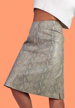 Vintage Y2K Dead-stock H&M Leather Snakeskin Skirt