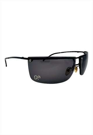 Gucci Sunglasses Rimless Shield Black GG Logo Monogram 2578