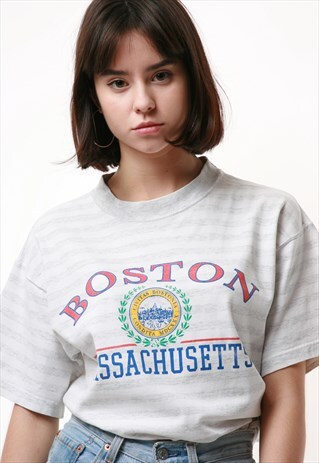 90S USA VINTAGE BOSTON MASSACHUSETTS COTTON T-SHIRT 16398