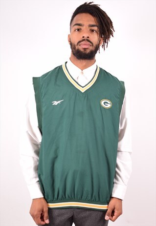 REEBOK MENS VINTAGE GILET XL GREEN 90S