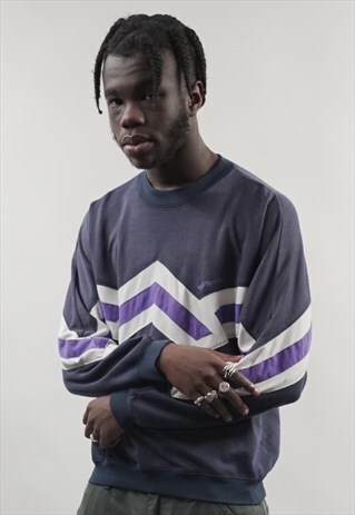 VINTAGE 80'S ADIDAS PURPLE ZIG-ZAG SWEATSHIRT