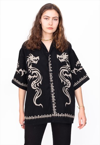 VINTAGE 90S DRAGON TRIBAL MOTIF SHIRT ID:A294