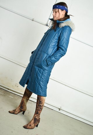 70S RETRO PUFFER PADDED FAUX FUR HOODIE DETAILED JACKET COAT