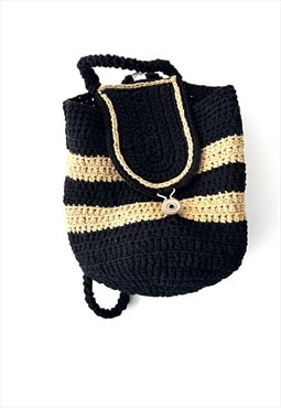 Handknit Boho Bag / Backpack / Ruck Sack 