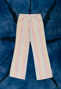 Vintage Y2K Linen Trousers in Crayon Striped