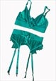 Burlesque Style Green Bra and Suspender Belt