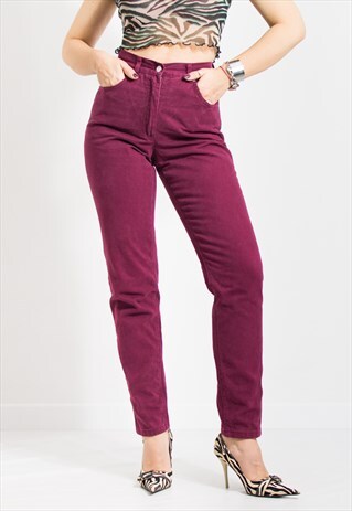 Vintage 90's mom jeans in burgundy denim John Baner