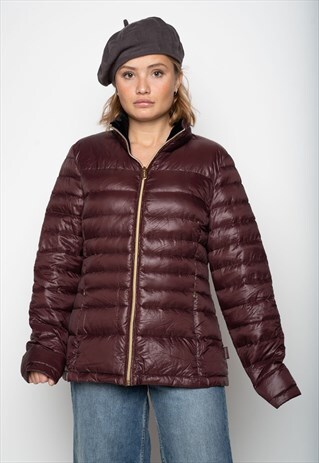 DARK MAHOGANY RED CALVIN KLEIN QUILTED JACKET M