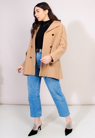 VINTAGE 80S WOOL CAMEL COAT