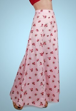 90's Y2K High Waist Full Pink Maxi Skirt Cottagecore 