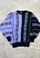 VINTAGE KNITTED JUMPER ABSTRACT PATTERNED FUNKY SWEATER