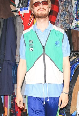 Vintage 90s athletic gilet in white / green