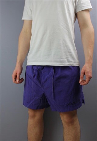 VINTAGE ADIDAS SHORTS IN PURPLE WITH POCKETS, PRINTED LOGO A