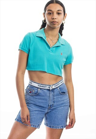 VINTAGE POLO RALPH LAUREN LOGO REWORKED CROP TOP 90S M 4.1