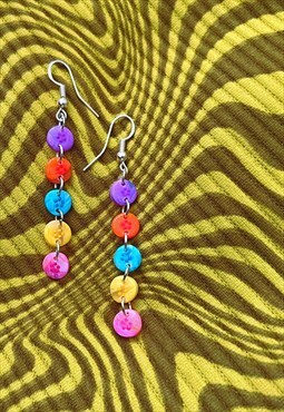 Handmade Drop Earrings in Multicolour circles