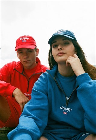 EMBROIDERED DREAM SPORT BLUE 1/4 ZIP SWEATSHIRT