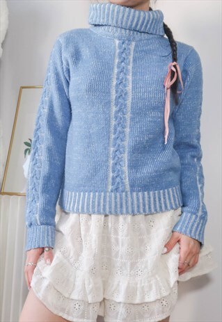 VINTAGE Y2K GORPCORE BLUE ROPE JUMPER