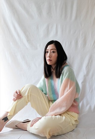 VINTAGE 80S BUTTER YELLOW STRAIGHT RELAXED FIT TROUSERS