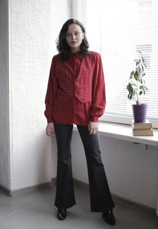 VINTAGE 80'S RED BUTTON UP SHIRT