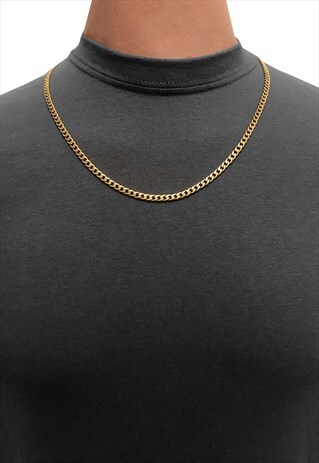 4MM 18" GOLD PLATED STAINLESS STEEL NECKLACE CHAIN