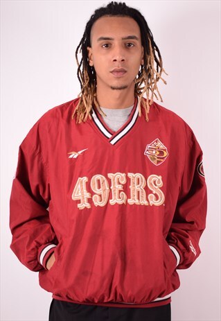 REEBOK MENS VINTAGE 49 ERS SF PULLOVER JACKET LARGE 90S