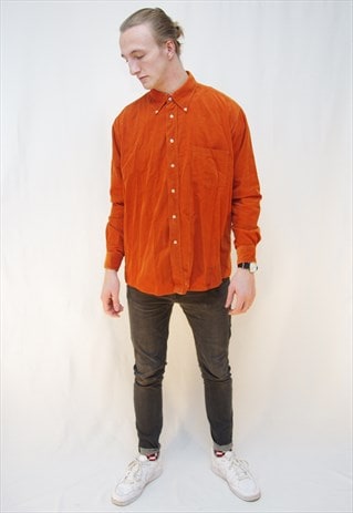 ORANGE CORDUROY BUTTON-DOWN SHIRT