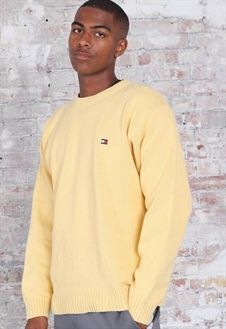 VINTAGE TOMMY HILFINGER LOGO JUMPER BEIGE