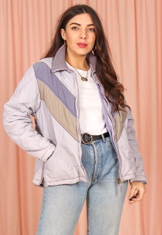 VINTAGE 90S PUFFER SKI JACKET IN LILAC