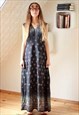 Black sleeveless ditsy floral long maxi dress