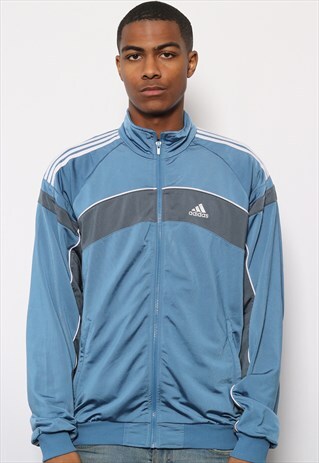 VINTAGE ADIDAS LOGO TRACK JACKET BLUE