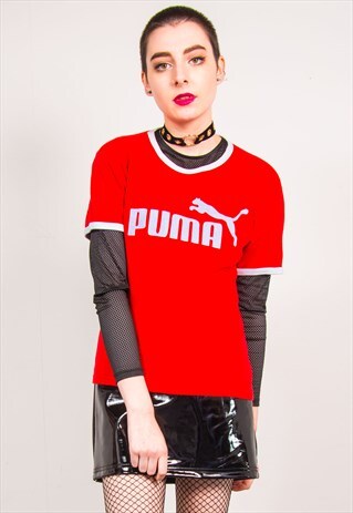 PUMA VINTAGE 90'S RED RINGER STYLE T-SHIRT
