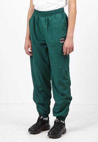 VINTAGE RETRO GREEN CLASSIC SPORTSWEAR TRACK BOTTOMS JOGGERS