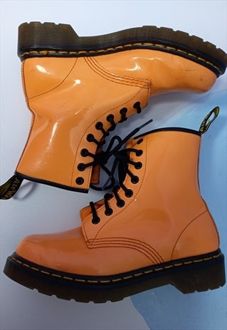 Dr Martens Boots Orange Patent Leather Classic