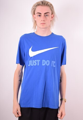 NIKE MENS VINTAGE T-SHIRT TOP MEDIUM BLUE 90S