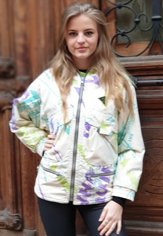 VINTAGE 90S MULTICOLOR PUFFER SKI SNOWBOARD JACKET