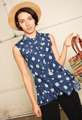 90'S RETRO FESTIVAL PARIS CHIC PEPLUM BLOUSE TOP