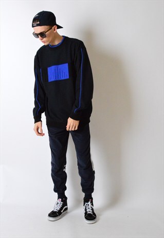 VINTAGE 90S NAVY BLUE TEXTURED KNIT JUMPER